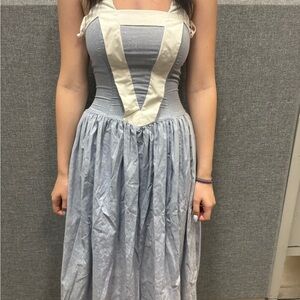 Elegant Blue and Cream Women's Dress